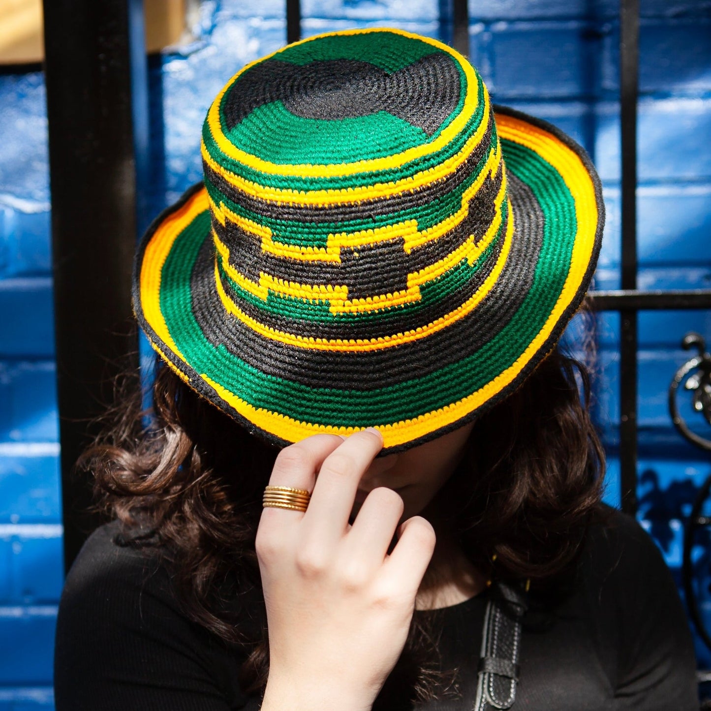 Konso Crochet Hat - Green, Yellow and Black Pattern - Kelem Shop