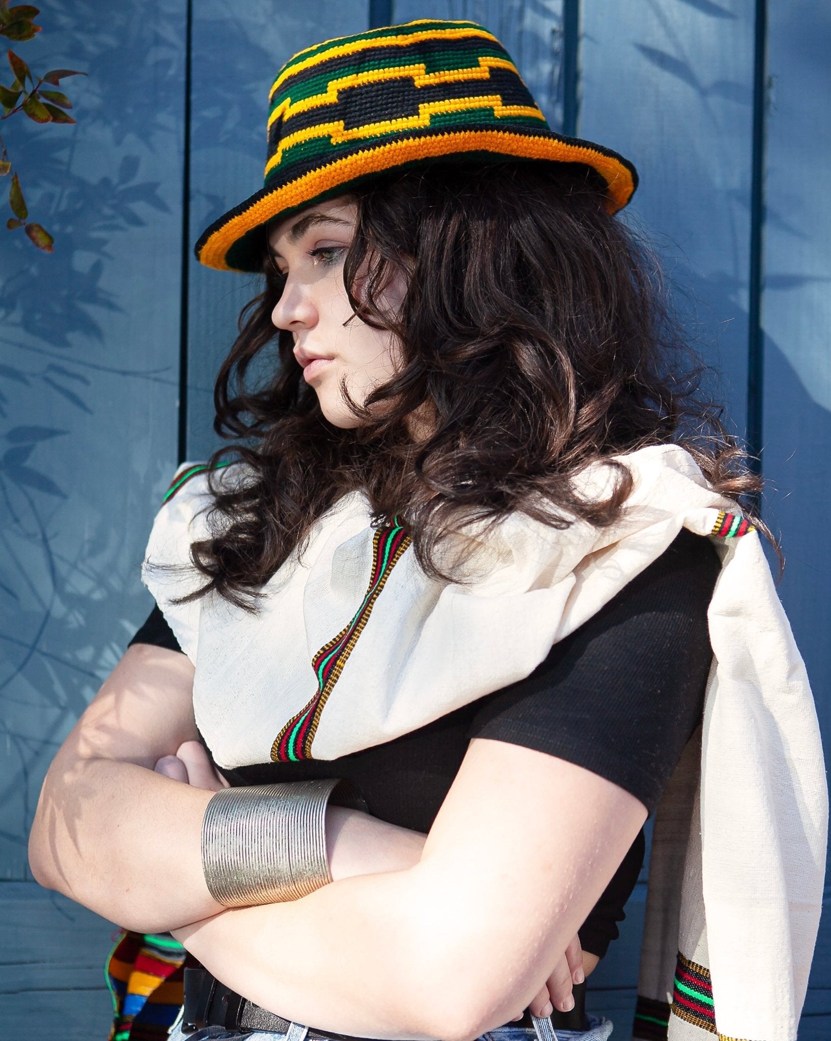 Konso Crochet Hat - Green, Yellow and Black Pattern - Kelem Shop