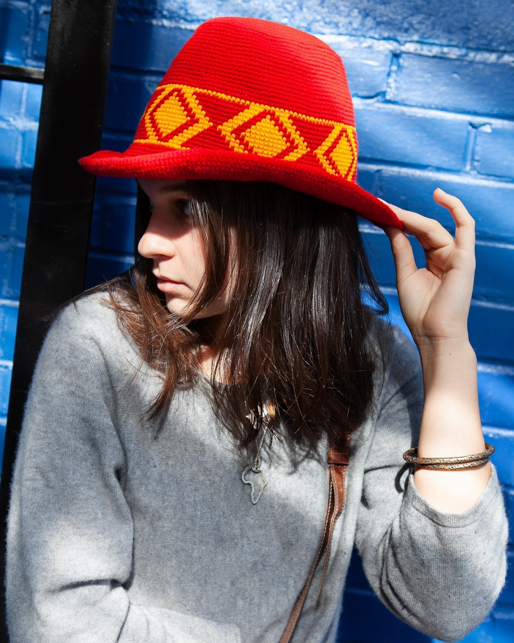 Konso Crochet Hat - Red & Yellow - Kelem Shop