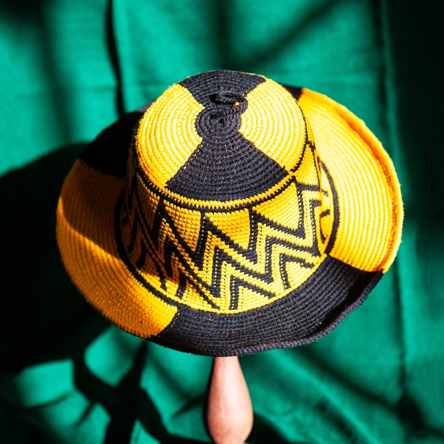 Konso Crochet Hat - Yellow & Black Zigzag - Kelem Shop