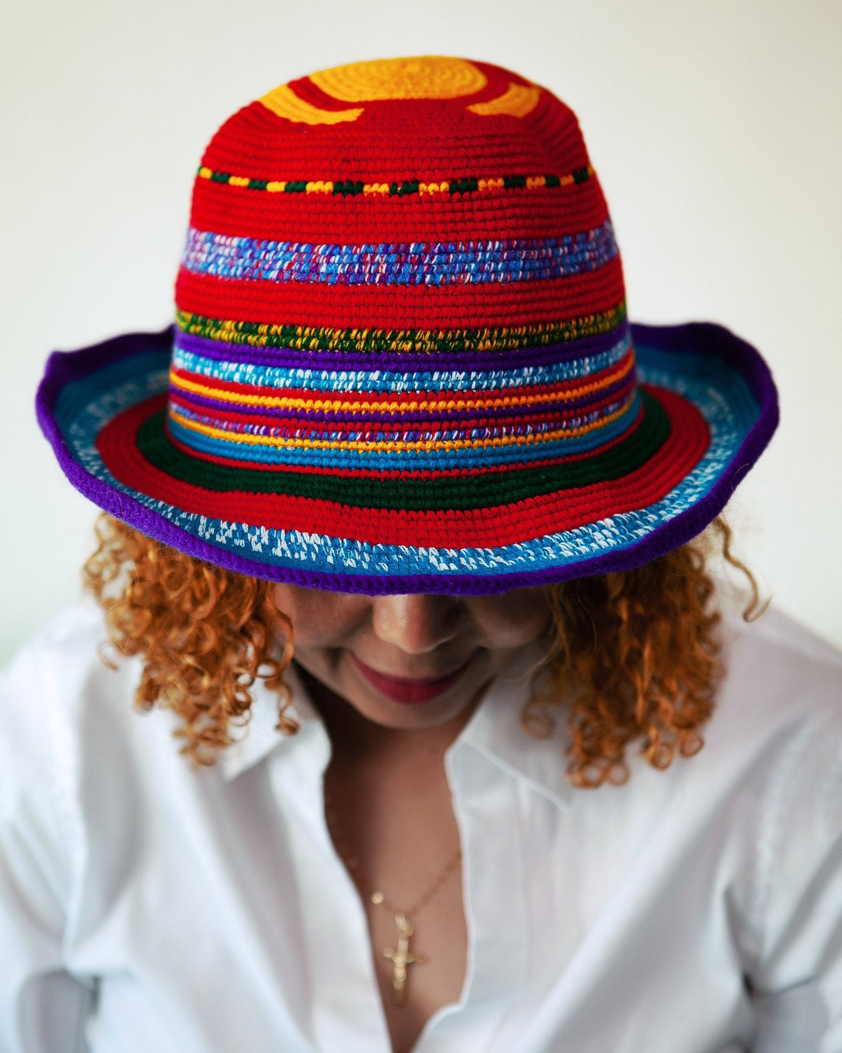 Konso Crochet Wide Brim Hat – Blue, Red & Yellow Beanie - Kelem Shop