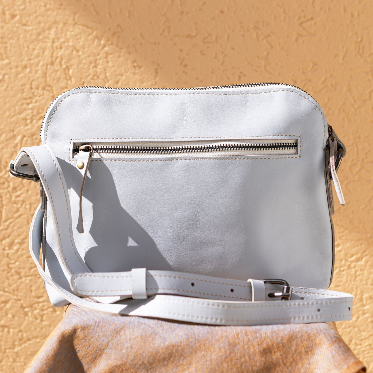 Light Blue Leather Crossbody Bag – Handmade Shoulder Purse - Kelem Shop
