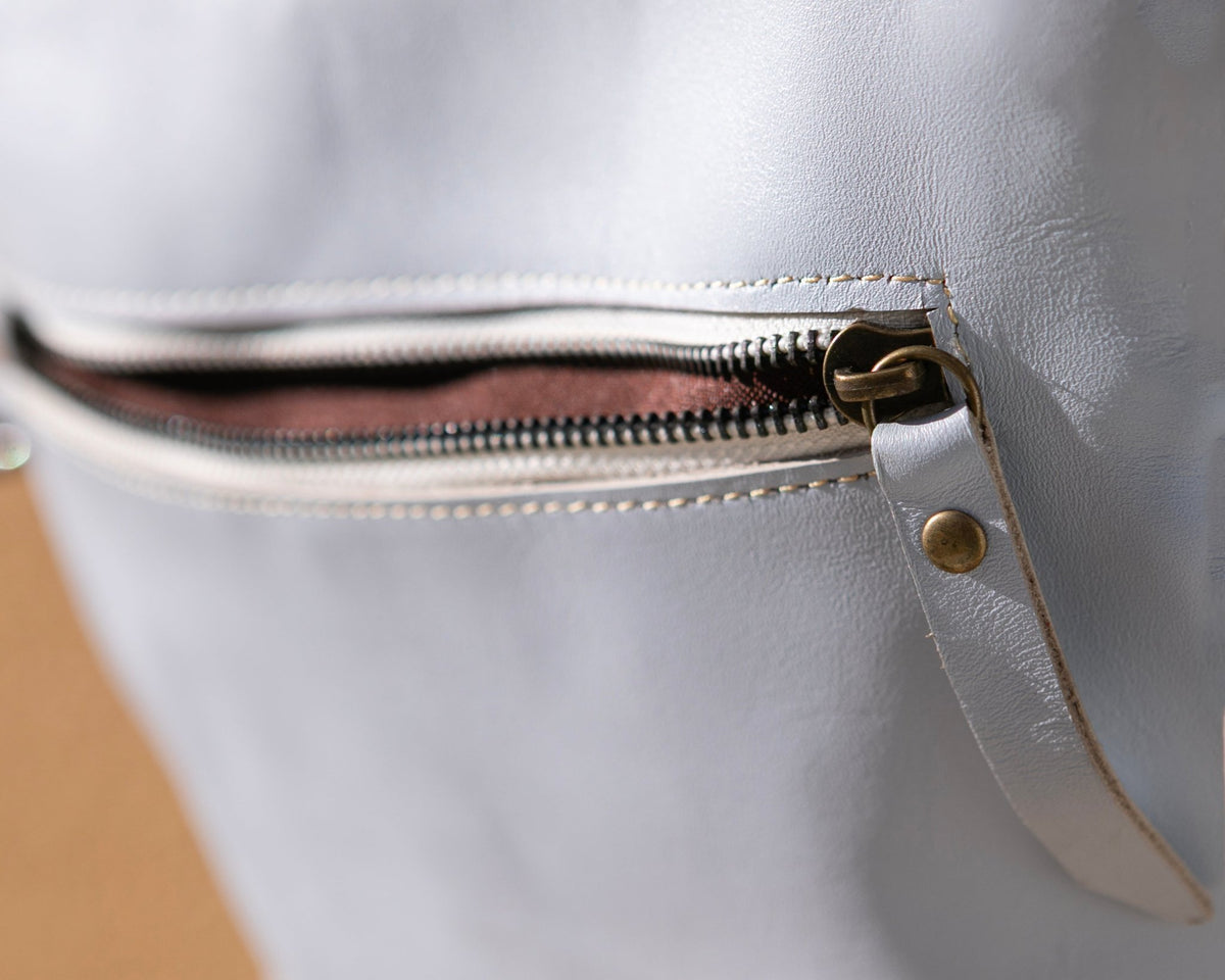 Light Blue Leather Crossbody Bag – Handmade Shoulder Purse - Kelem Shop