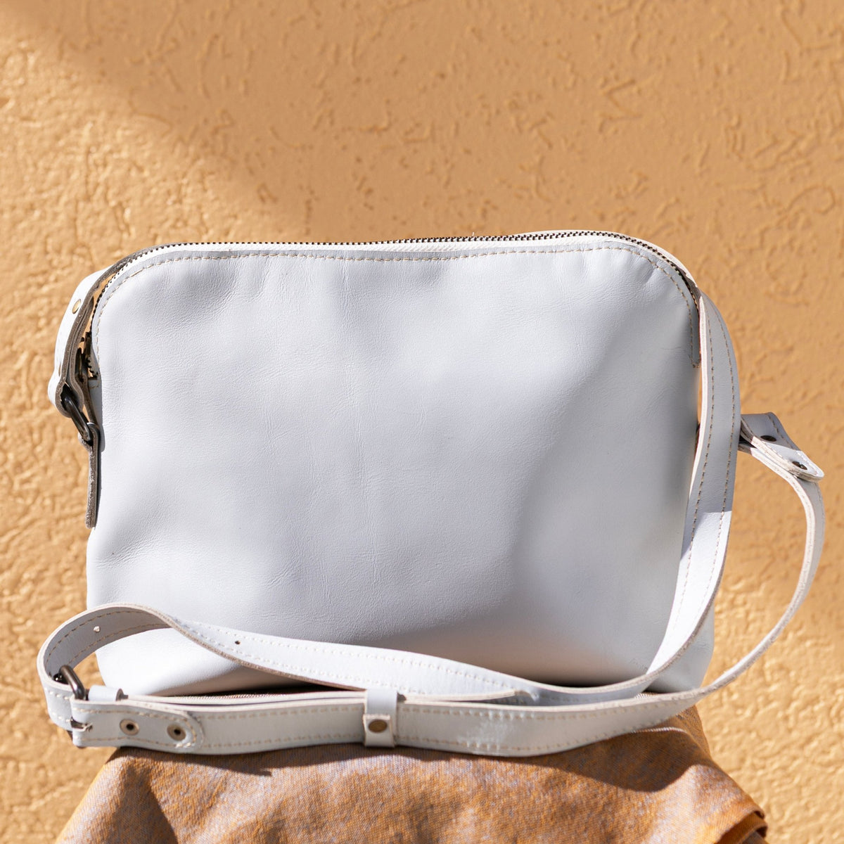 Light Blue Leather Crossbody Bag – Handmade Shoulder Purse - Kelem Shop