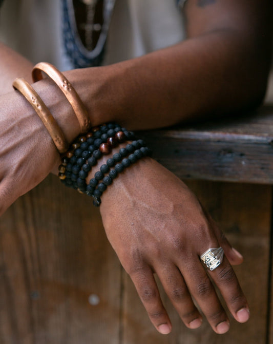 Mixed Metal Bracelet - Stamped Copper - Kelem Shop