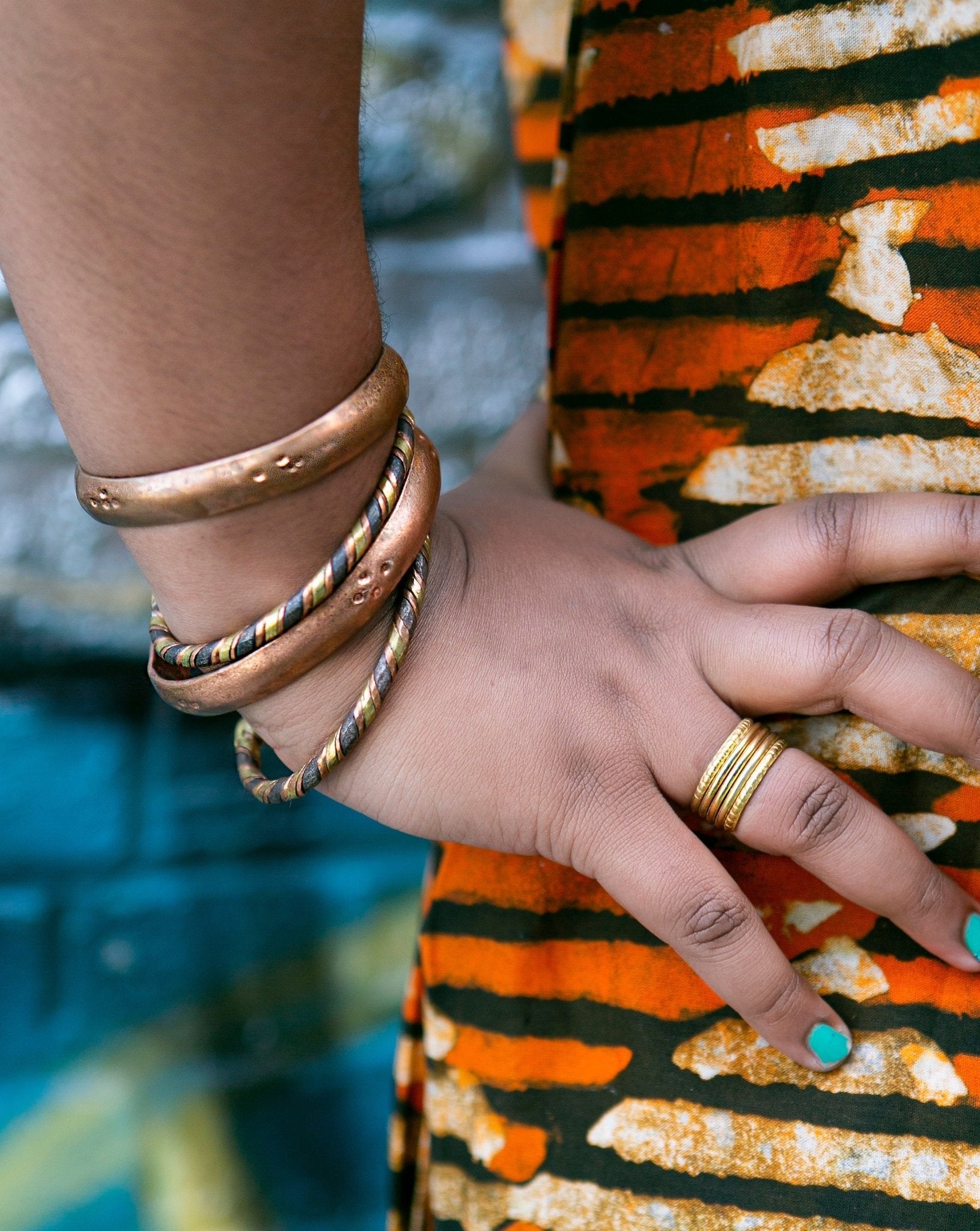 Mixed Metal Bracelet - Stamped Copper - Kelem Shop