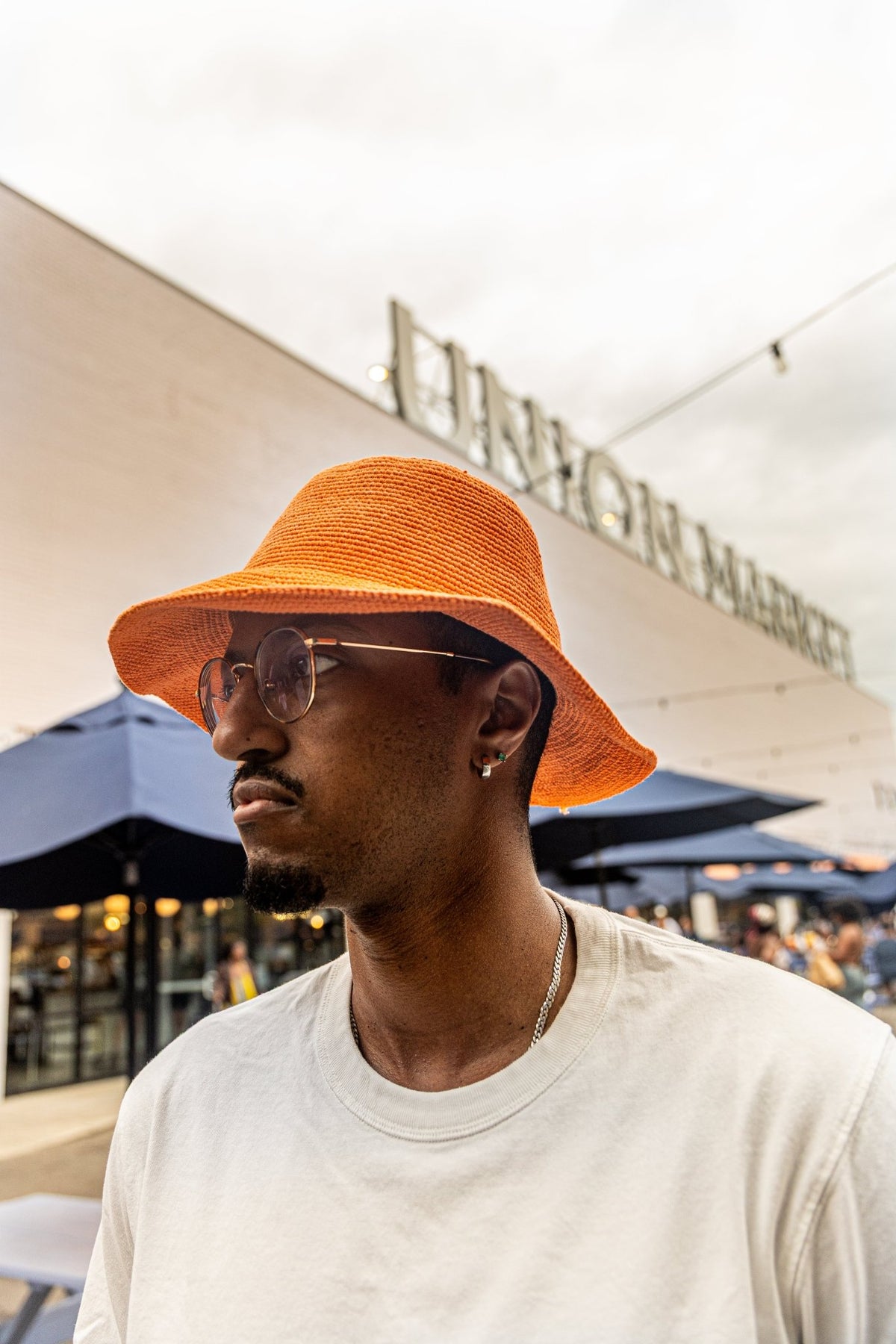 Orange Konso Crochet Hat | 100% Cotton Handmade Ethiopian Bucket Hat | Unisex - Kelem Shop
