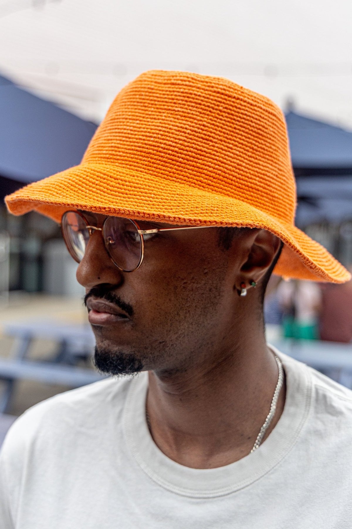Orange Konso Crochet Hat | 100% Cotton Handmade Ethiopian Bucket Hat | Unisex - Kelem Shop
