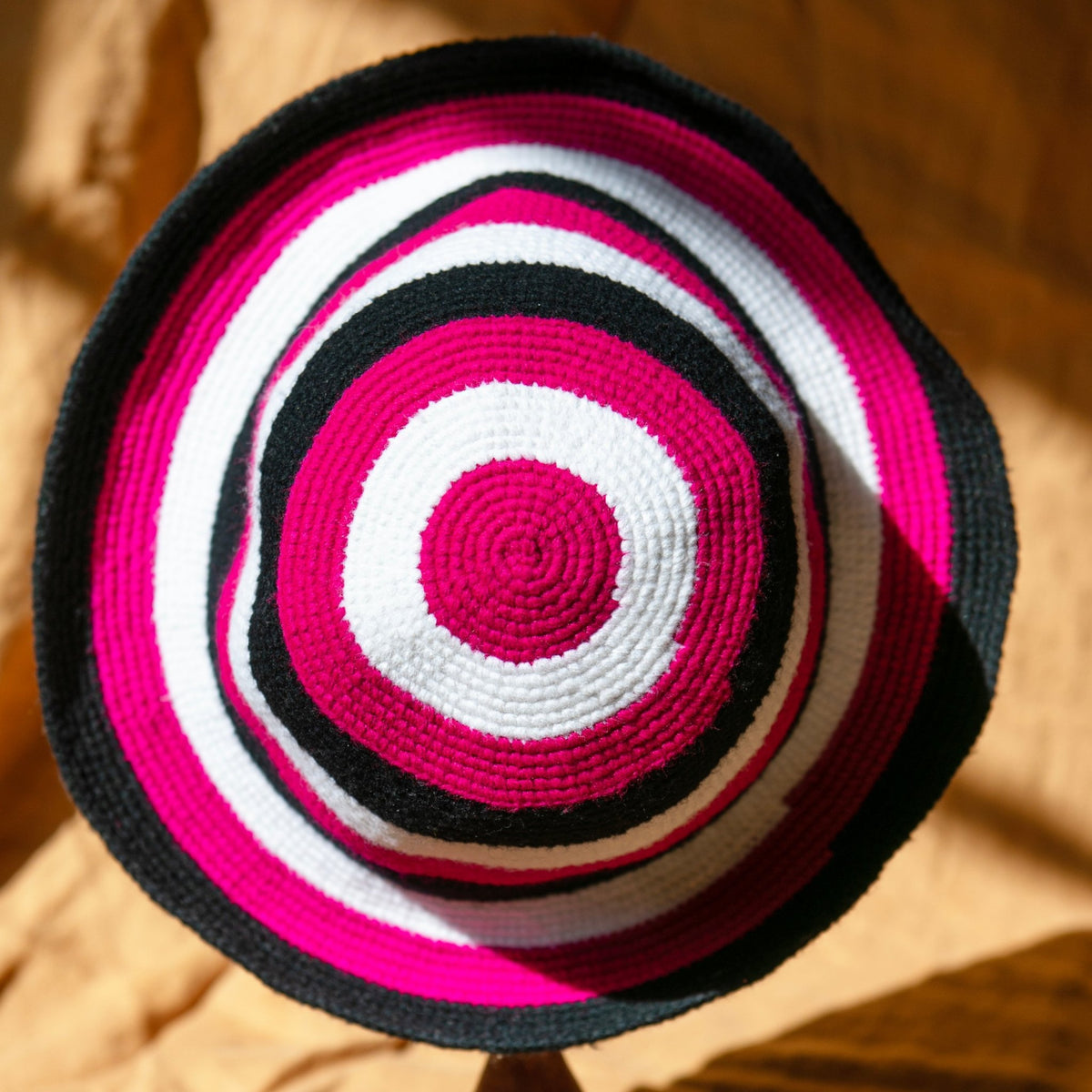 Pink & Black Konso Crochet Fedora - Kelem Shop