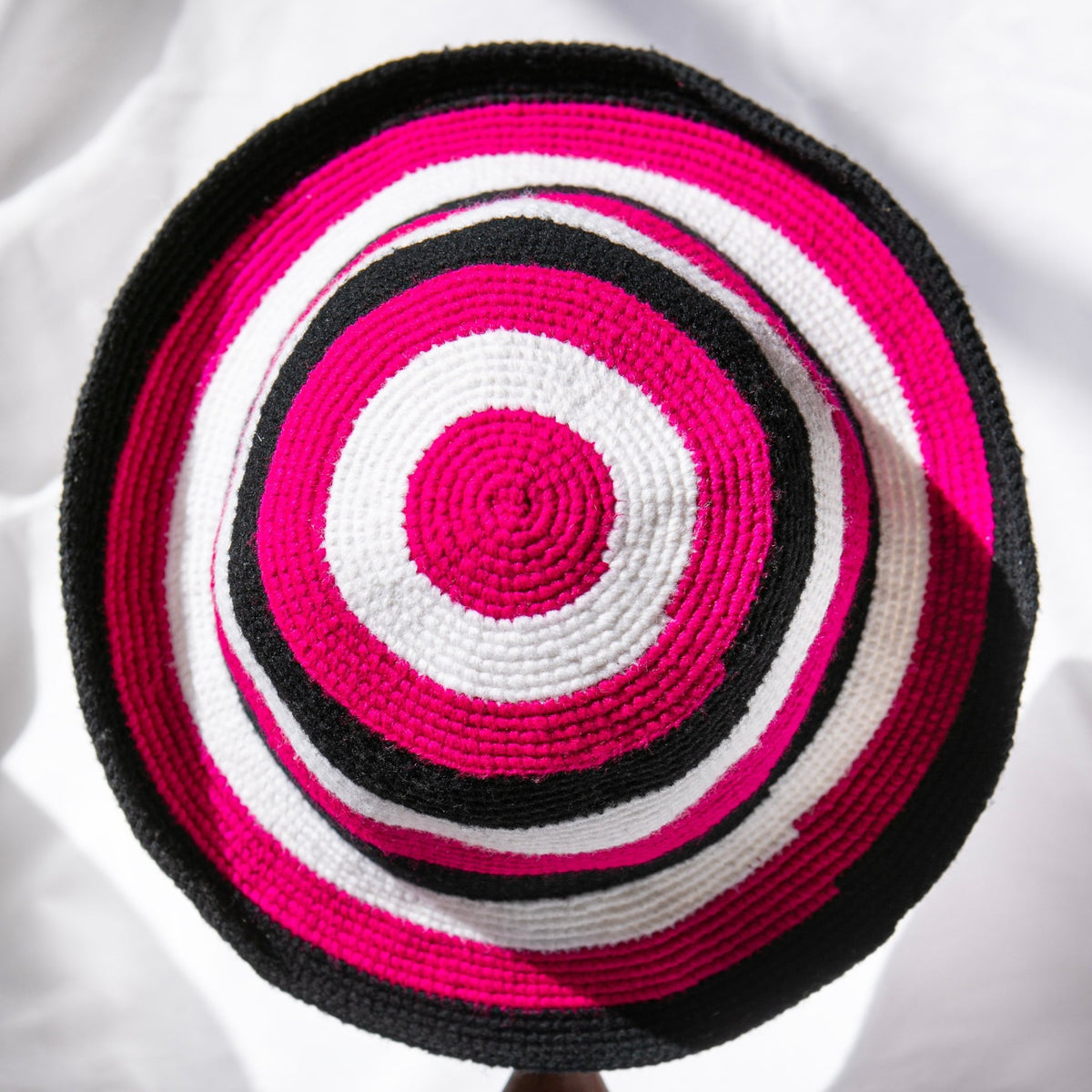 Pink & Black Konso Crochet Fedora - Kelem Shop