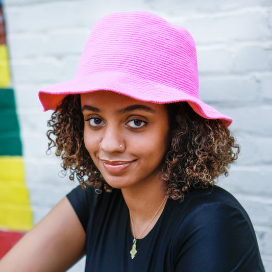 Pink Konso Crochet Sun Hat - Kelem Shop