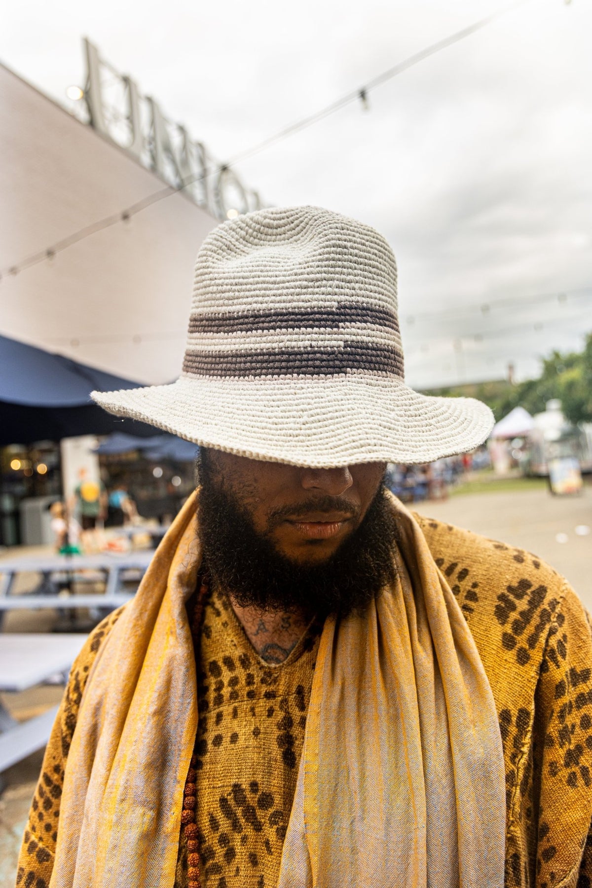 Pure Cotton Konso Crochet Hat – Natural & Espresso Wide Brim - Kelem Shop