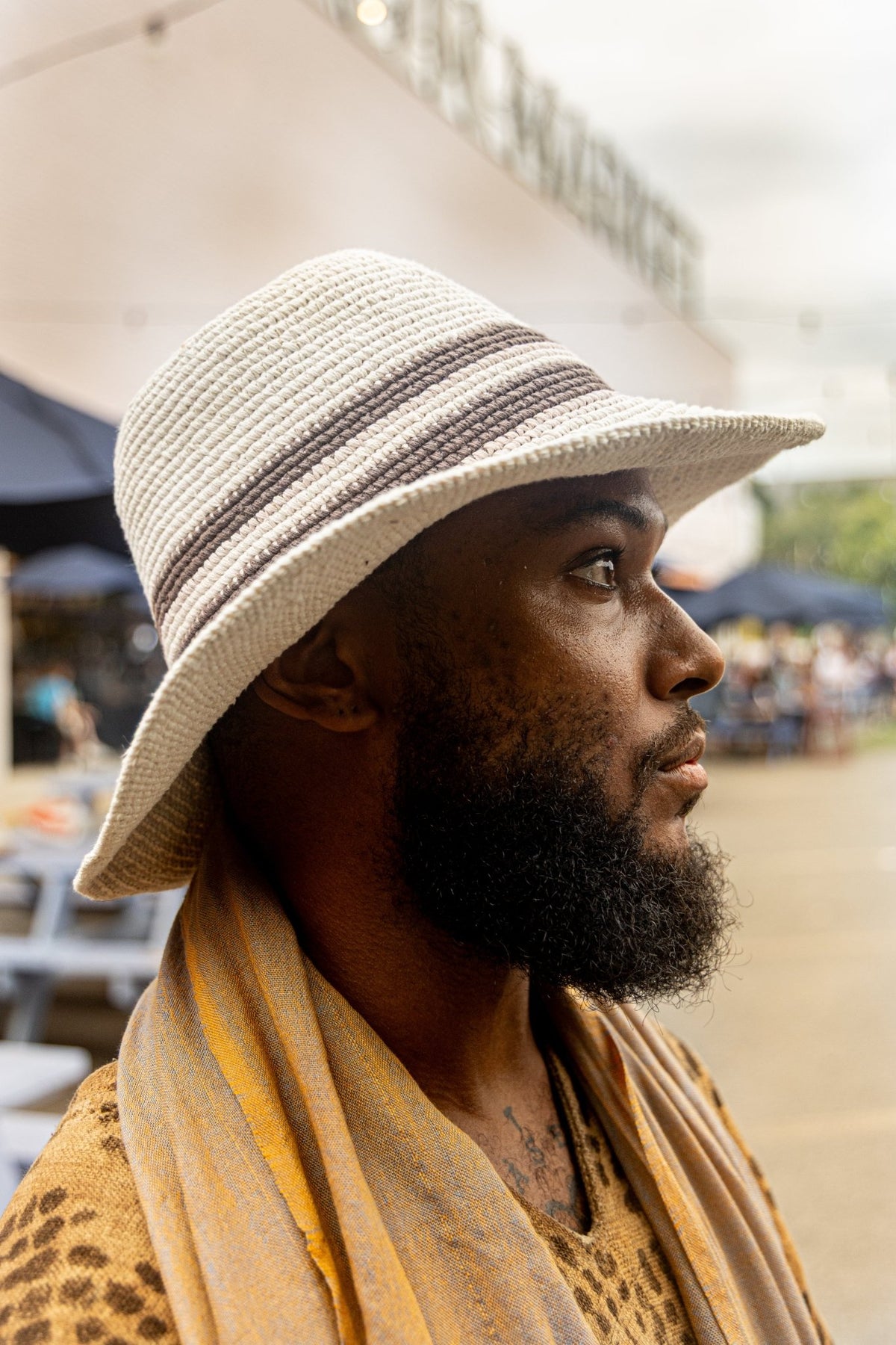 Pure Cotton Konso Crochet Hat – Natural & Espresso Wide Brim - Kelem Shop