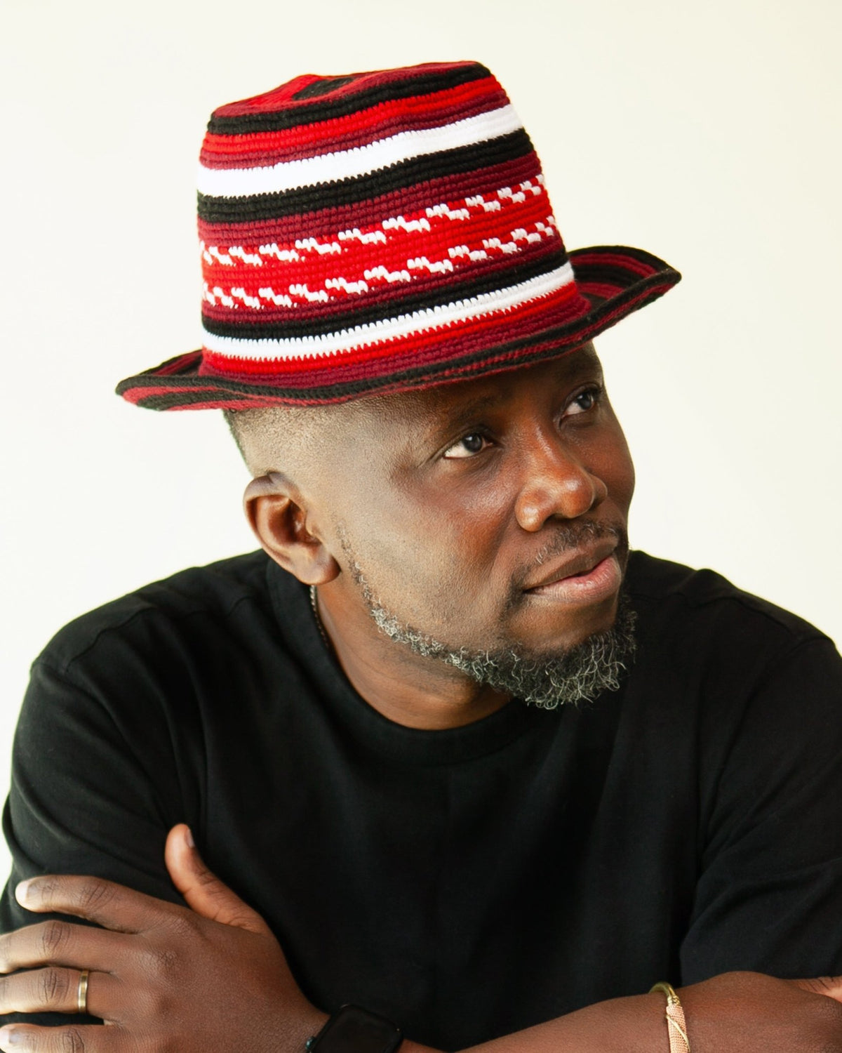 Red, Black & White Konso Crochet Hat | Handmade in Ethiopia - Kelem Shop