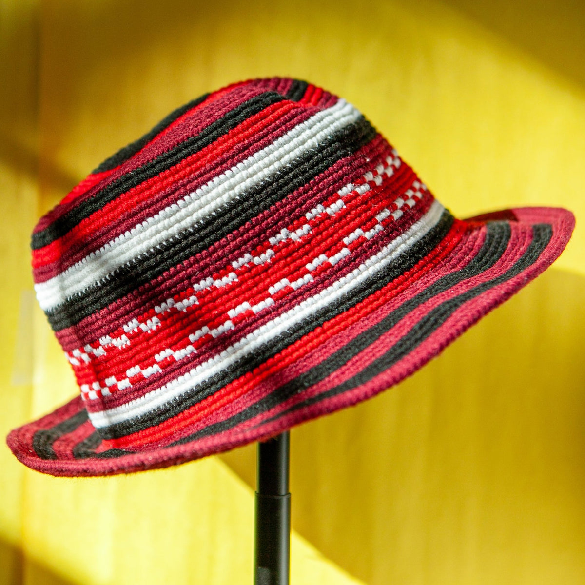 Red, Black & White Konso Crochet Hat | Handmade in Ethiopia - Kelem Shop