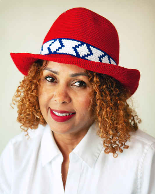 Red Konso Crochet Hat | Handmade Ethiopian Wide Brim Hat - Kelem Shop