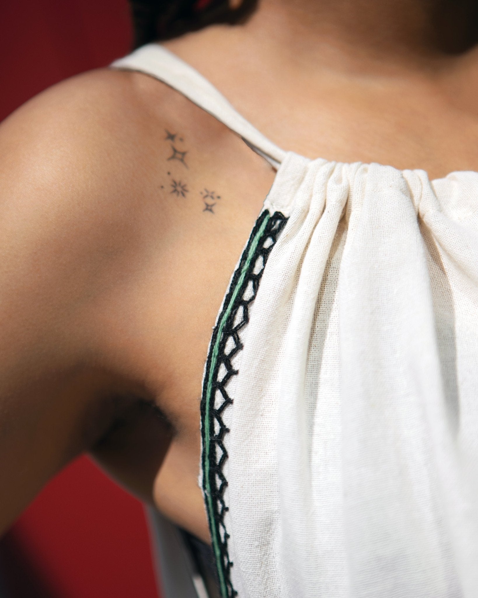 ቡና ቀሚስ Sleeveless Tie Strap Coffee Dress | Summer Dress | Beach Dress | Green Floral Line Hand - embroidery - Kelem Shop