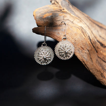 Silver Drop Earrings - ጋሻ (Shield)