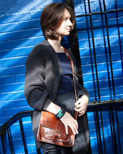 Crisscross Leather Shoulder Bag | Brown