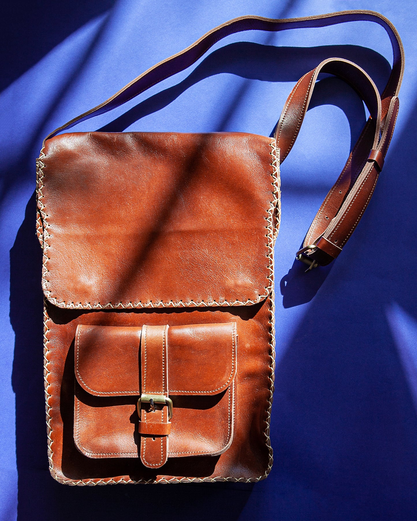 Hand-stitched Leather Messenger Bag
