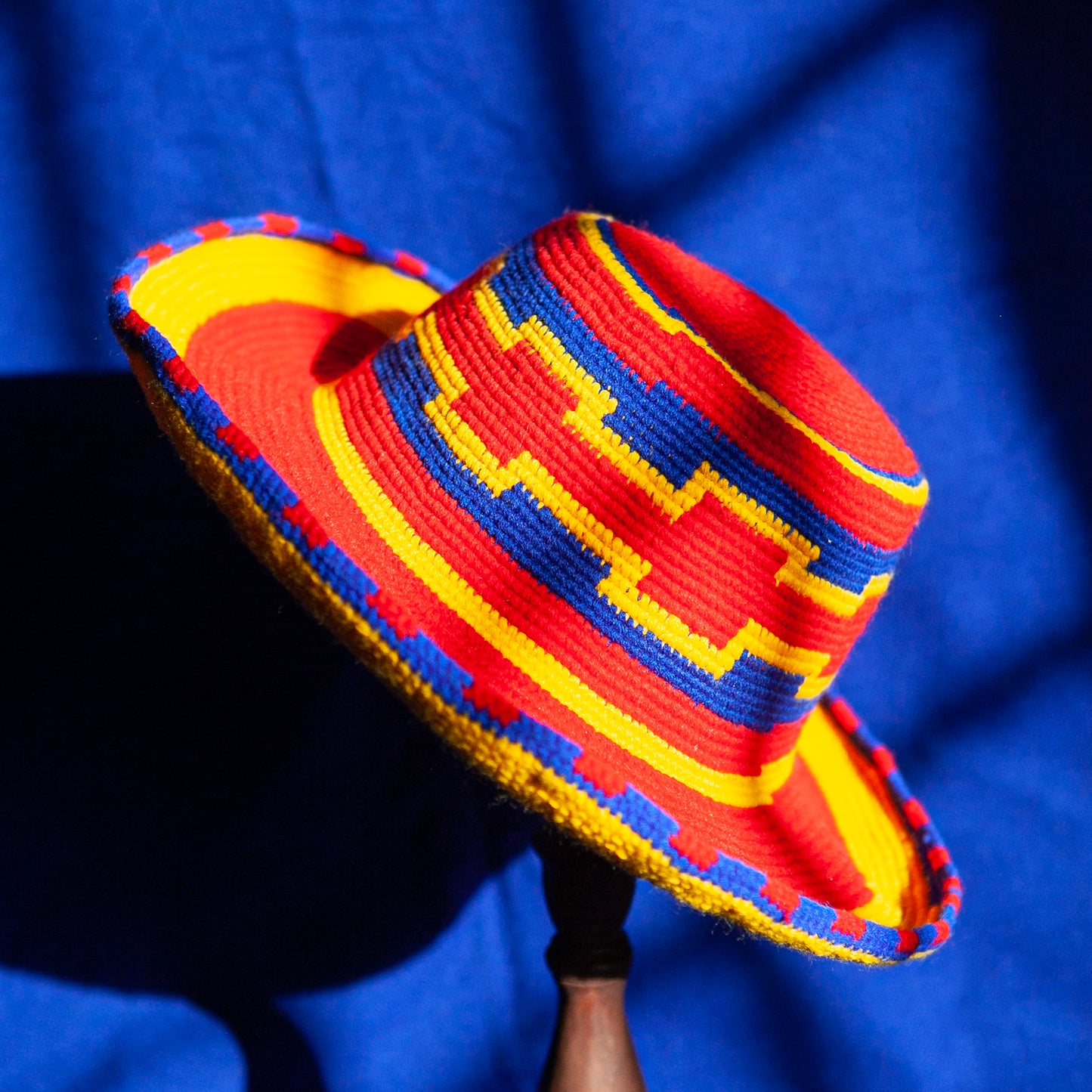 Konso Crochet Hat - Red, Yellow & Blue