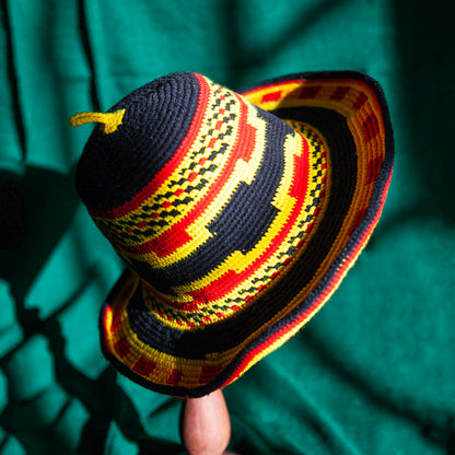 Konso Crochet Hat - Black, Yellow, Red Dorze Design