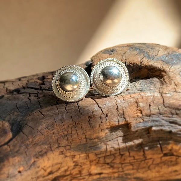 Silver Stud Earrings - ጎባጎብ (Gobagob) Rounded Edge
