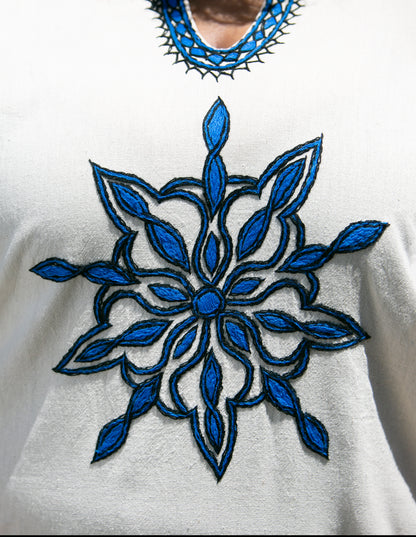 ጥልፍ Hand-embroidered Cotton Shirt | Blue & Black Star