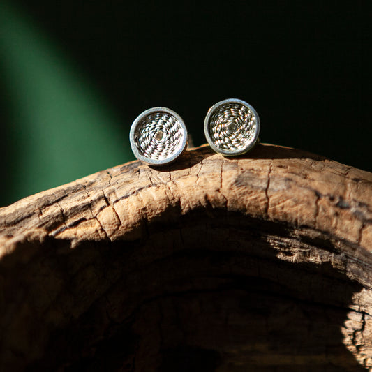 Silver Stud Earrings - እርባን Filigree Small Mandala